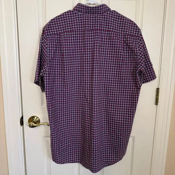 L.L. Bean Wrinkle Resistant Plaid Short Sleeve Shirt Large Like New Condition - Picture 3 of 3